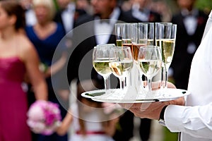 Waiter serving drinks - wedding series photo