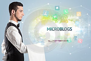 Waiter serving social networking