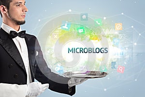 Waiter serving social networking