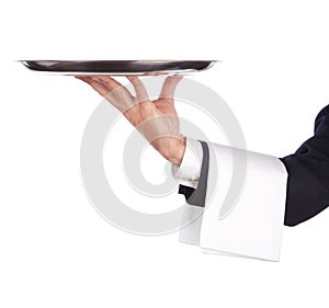 Waiter with tray photo