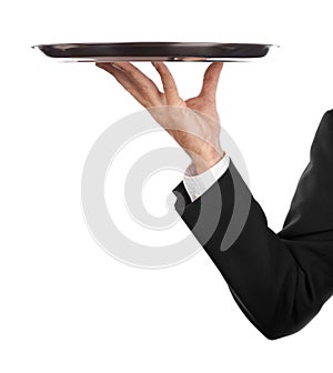 Waiter with tray photo