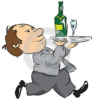 A waiter with a tray