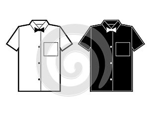 Waiter uniform shirt with bow tie icon