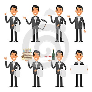 Waiter in various poses