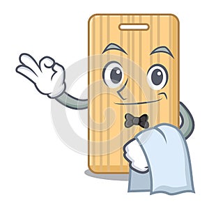 Waiter wooden cutting board mascot cartoon