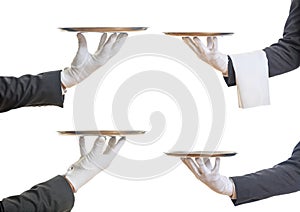 Waiters hands holding trays