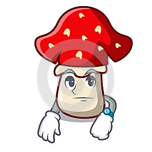 Waiting amanita mushroom mascot cartoon