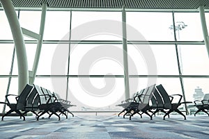 Waiting area in the airport gate at Hongkong International Airport