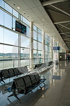 Waiting Area in Airport Terminal. Waiting Area in an Empty Airport Terminal photo