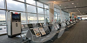 Waiting Area in Airport Terminal. Waiting Area in an Empty Airport Terminal photo