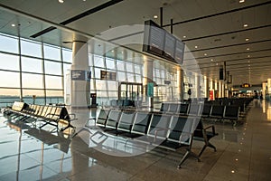 Waiting Area in Airport Terminal. Waiting Area in an Empty Airport Terminal photo