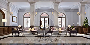 Waiting area in the beautiful interior of a luxury hotel