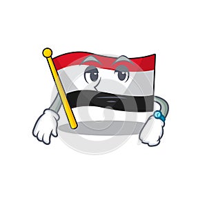 Waiting cartoon flag yemen in with mascot