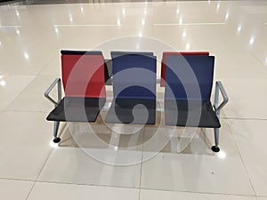 Waiting chairs at I Gusti Ngurah Rai airport in Bali photo