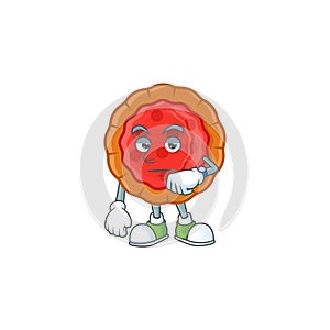 Waiting cherry pie cartoon character with mascot