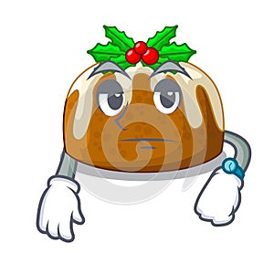 Waiting christmas pudding isolated on the mascot