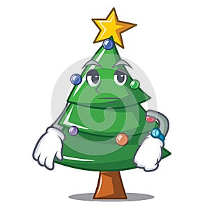 Waiting Christmas tree character cartoon