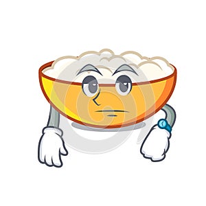 Waiting cottage cheese mascot cartoon