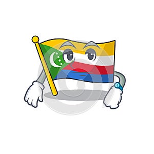 Waiting flag comoros on cartoon character mascot design