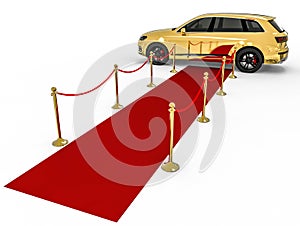 Waiting limousine on a red carpet