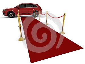 Waiting limousine on a red carpet