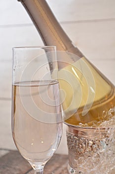 Waiting new year with a glass champagne italian spumante prosecco party in december