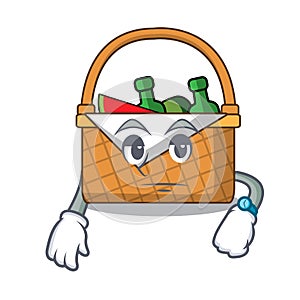 Waiting picnic basket mascot cartoon