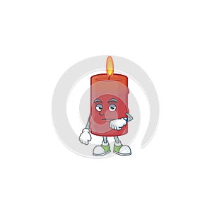 Waiting red candle on cartoon mascot style design