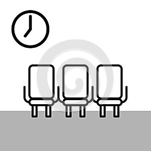 Waiting room vector line icon