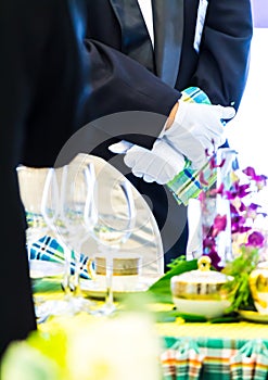 Waiting service waiters in luxury party