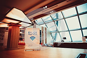 Waiting space in Airport with free WiFi service