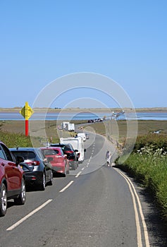 Waiting for tide to clear causeway to Lindisfarne