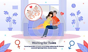 Waiting for Twins Birth Vector Banner Template