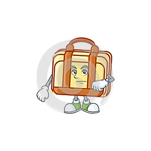 Waiting work suitcase character on white background