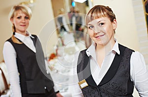 Waitress at catering work in a restaurant