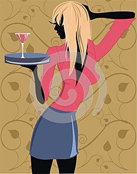 Waitress with cocktail