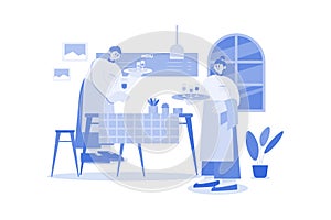 Waitress Illustration concept on a white background