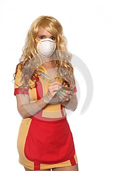 Waitress With N95 Mask Taking Order