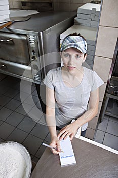 Waitress taking order in a fast food restaurant