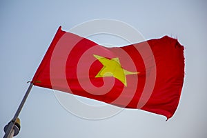 Waiving vietnamese national flag