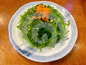 Wakame seaweed salad with fish roe