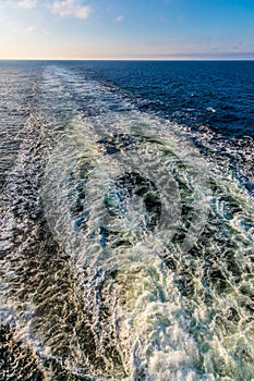 The wake behind a cruise ship