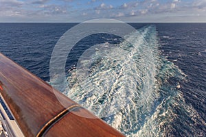 Wake left by a cruise ship in the Aegean sea