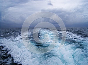 WAKE OF POWER BOAT ON THE SEA