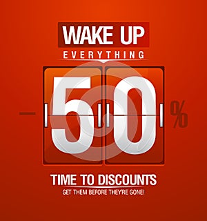 Wake up -50% sale design for coupon.
