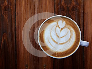 Wake up and full fill energy, Cup of love , heart latte art coffee