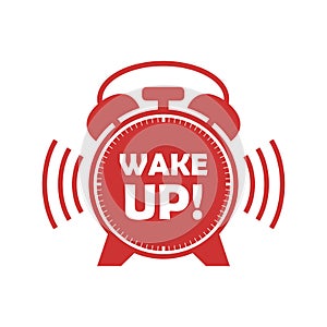 Wake up icon in flat style. Good morning vector illustration on isolated background. Alarm clock ringing and mornings wakes sign