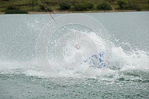 Wakeboard athlete fell into the water