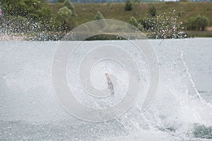 Wakeboard athlete fell into the water