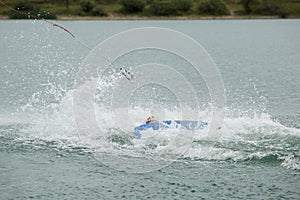 Wakeboard athlete fell into the water